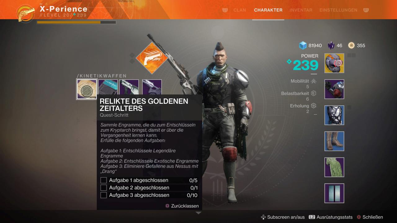 [09/09/2017] Gezielt erspielen statt auf Loot-Glück angewiesen zu sein: Bereits kurz nach Ende der Kampagne lassen sich auch diverse exotische Items über Quest-Reihen erspielen.