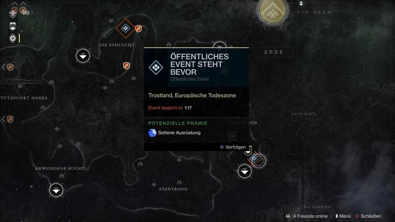 [15/09/2017] Im Gegensatz zum Vorgänger liefern euch die Karten in Destiny 2 zahlreiche Informationen. Unter anderem die Timings für öffentliche Events.