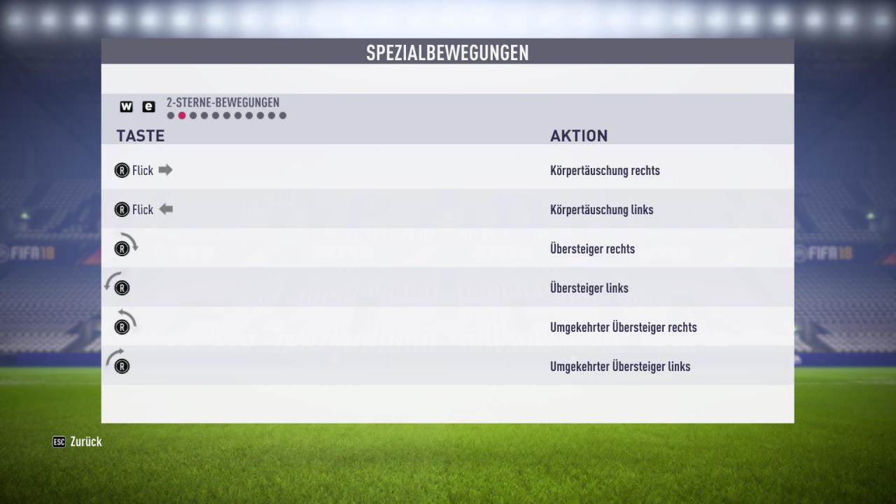 [22/09/2017] Tastenkombinationen für Zwei-Sterne-Tricks in FIFA 18.