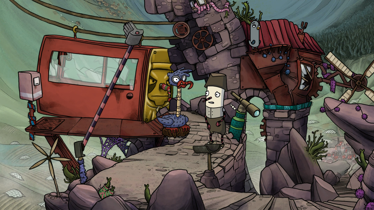 [01/09/2017] Im 2D-Adventure The Inner World 2 muss Flötennase Robert erneut mit Rebellin Laura und Taube Hack seine Heimat Asposien vor einem fiesen Bösewicht retten.&nbsp; (5)