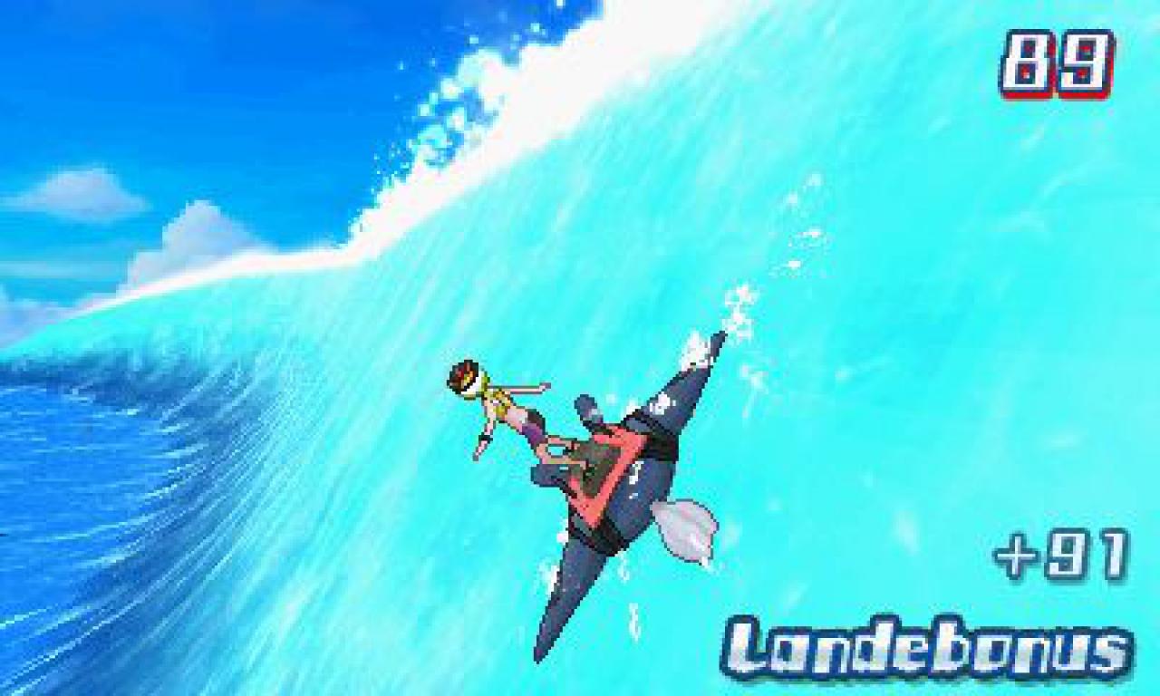 Beim Mantax-Surfen vollführt ihr verschiedene Tricks, während ihr von einer Insel zur nächsten reist, was mit Punkten belohnt wird. Eine nette Spielerei.