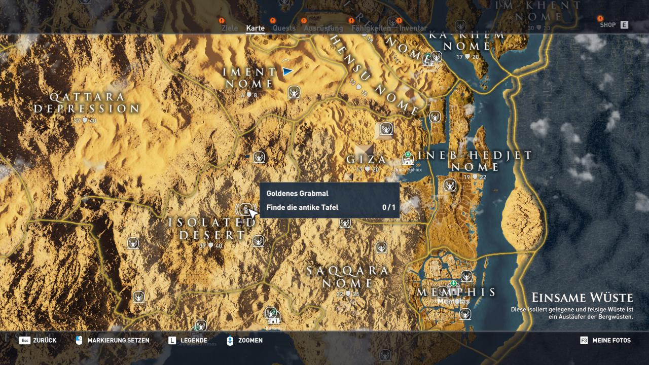 [07/11/2017] Assassin's Creed Origins-Komplettlösung: Alle Gräber-Locations im Gebiet 