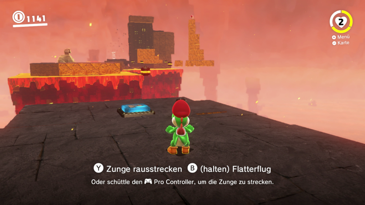 [10/11/2017] Alter Bekannter: Yoshi unterstützt euch also nicht nur in einigen Nebenwelten, sondern leiht euch seine einzigartigen Fähigkeiten auch in diesem letzten Spektakel. 