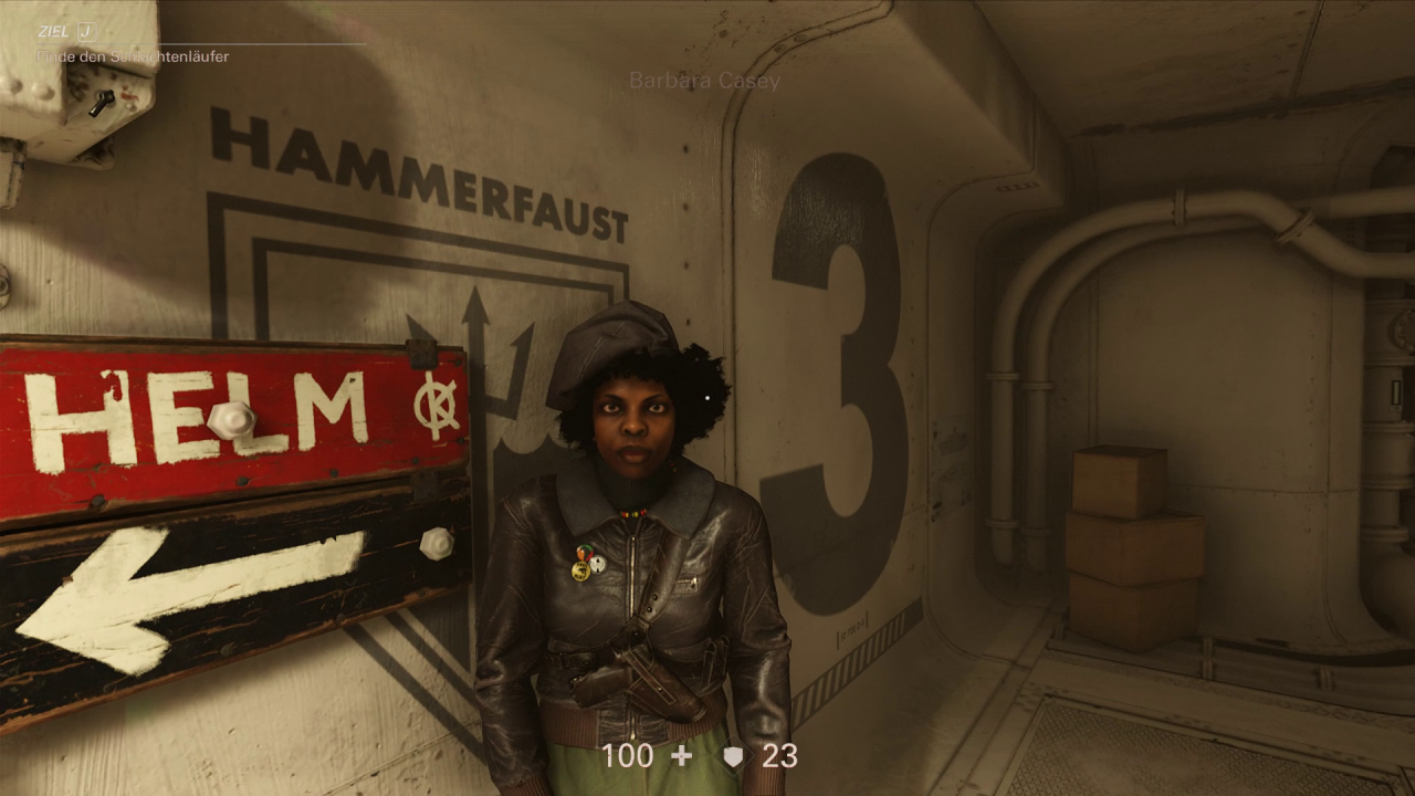 NPC Barbara Casey gibt uns einen Hinweis plus Mission zur Kampfmod Schlachtenläufer.