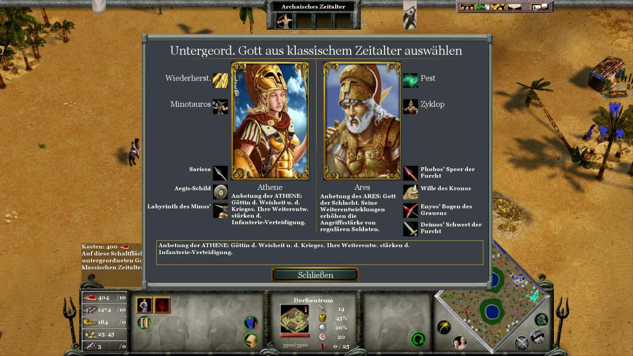 [05/12/2017] Mit fortschreitender Spielzeit mussten sich Spieler immer wieder zwischen zwei Göttern mit eigenen Boni und Fähigkeiten entscheiden – eine spannende Idee, die außerhalb der Welt von Age of Mythology allerdings nie erneut ausprobiert wurde.