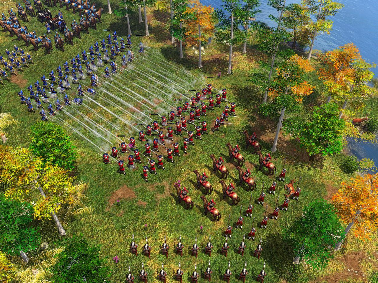 [05/12/2017] Ein ungewohnter Anblick für Fans der klassischen Age of Empires-Spiele: Im dritten Teil der Reihe kämpfen die Truppen nun verstärkt mit Schieß­pulver, statt sich in ein Duell zu stürzen.