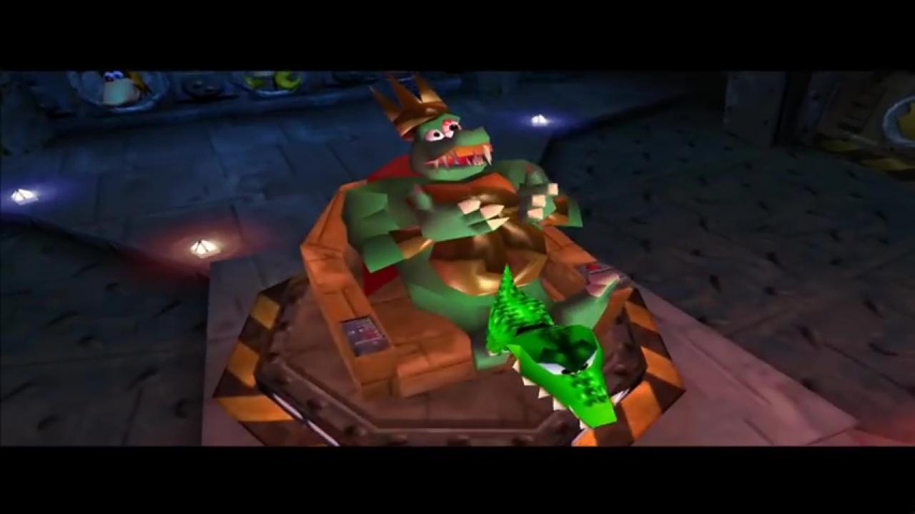 King K. Rool ist in Donkey Kong 64 zurück und böser als je zuvor. Er entführt die gesamte Affenbande (außer Donkey Kong) und stiehlt obendrein die Bananenvorräte.
