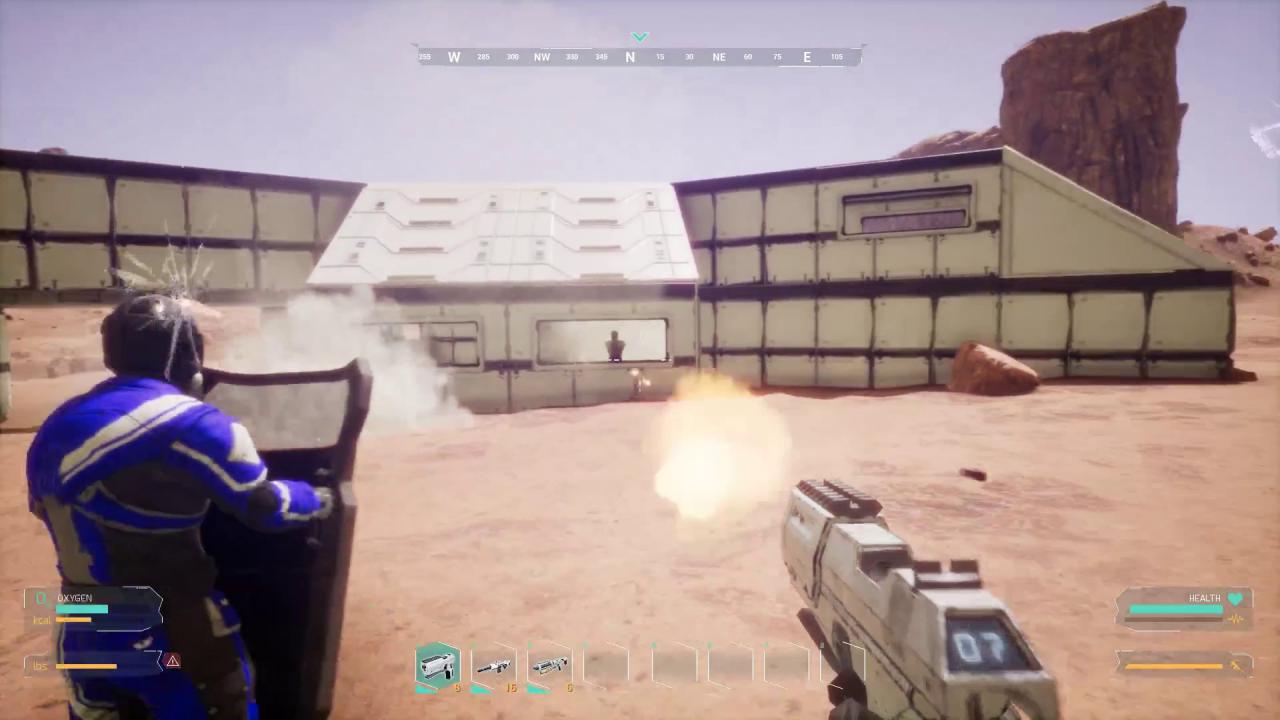 [30/01/2018] Mit einem ballistischen Schild (links) kann man das Feuer gegnerischer Spieler abfangen.