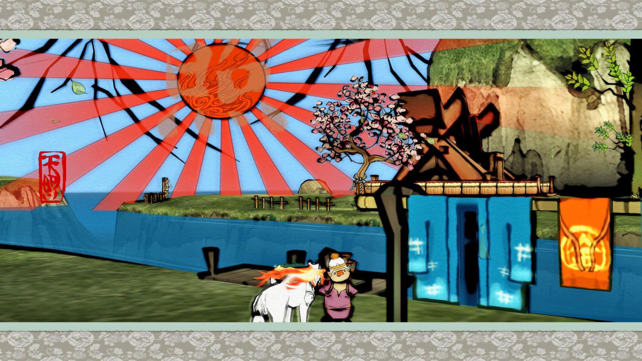 [08/01/2018] Damit die Wäsche von Frau Mandarine schneller trocknet, haben wir eine rote Sonne in den Himmel gemalt. Ist das nicht schön?