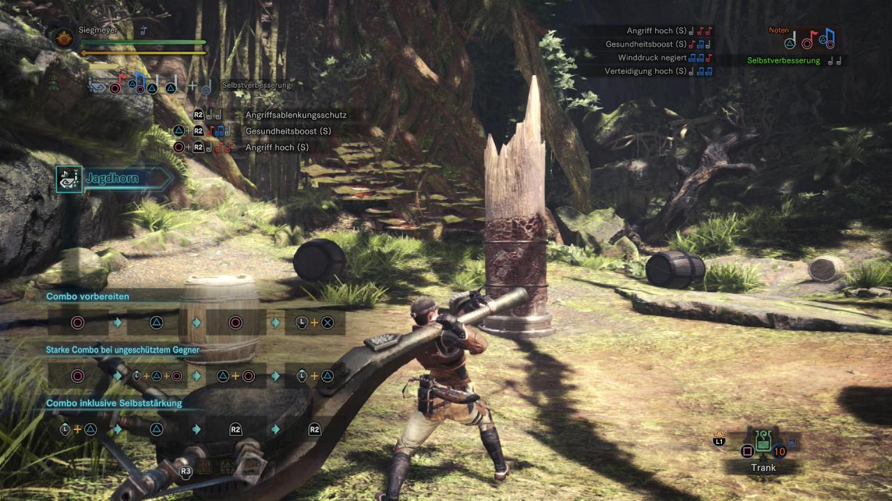[27/02/2018] Monster Hunter World - Jagdhorn - Bis zu drei Songs legt ihr in einer Liste an. Mit R2 spielt ihr die Setlist dann.