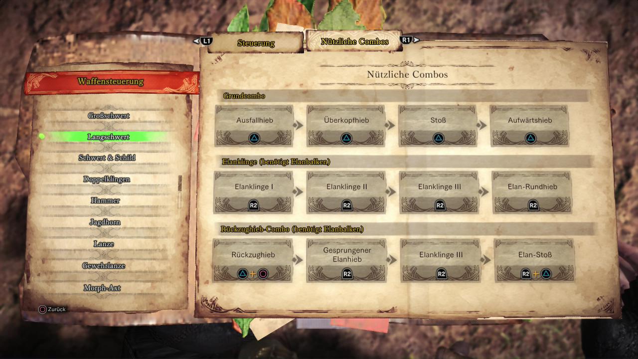 [14/02/2018] Monster Hunter World - Langschwert - Die Combos in der Übersicht