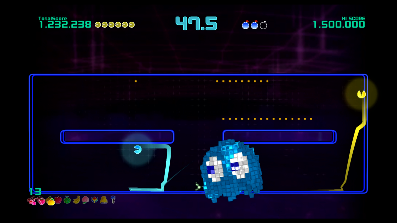 Im „Plus 2P“-Modus zieht ihr in Endboss-Kämpfen gegen gigantische 8-Bit-Geister ins Gefecht. Das ist eine nette Abwechslung zum gewohnten Spielverlauf.