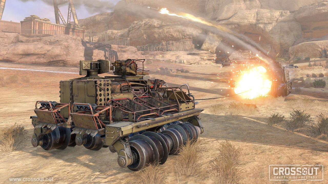 [27/02/2018] Dieses Ungetüm bewegt sich mit Hilfe sogenannter „Meatgrinder“-Fräsen fort. Vorteil: Deren Seitwärtsbewegungen richten massiven Schaden an. (PC-Screenshot) 
