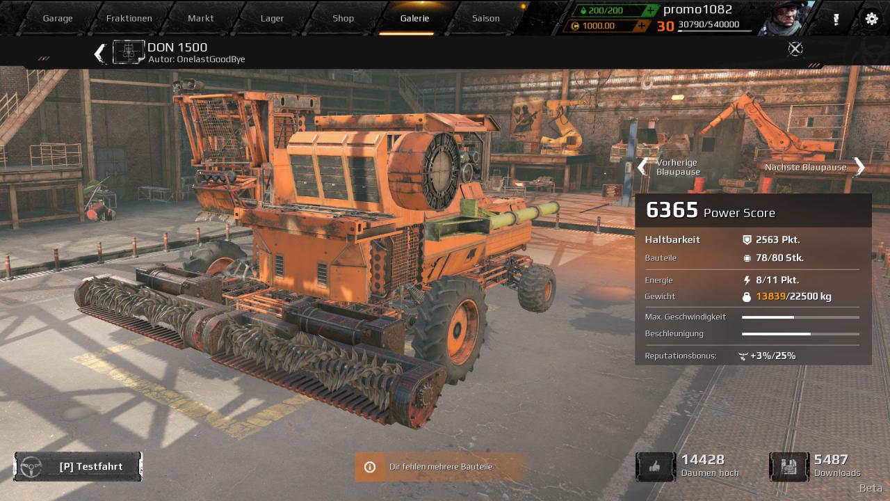 [27/02/2018] Der Einfallsreichtum der Community kennt keine Grenzen. Hier im Bild: ein Mähdrescher mit frontseitig montiertem Metallschredder. (PC-Screenshot)