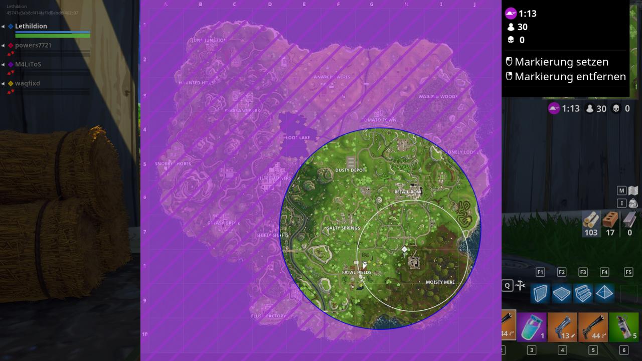 [29/03/2018] Fortnite im Test -&nbsp;Das sichere Auge des Sturms wird im Laufe jeder Battle-Royale-Partie immer kleiner. Irgendwann müsst ihr euch den letzten Überlebenden stellen.