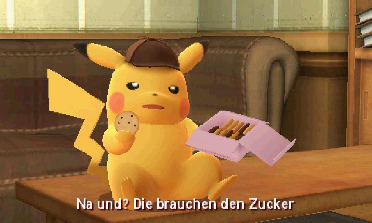 Detektiv Pikachu hat so einige Marotten, die im Laufe des Spiels immer wieder für Erheiterung und lustige Momente sorgen. So ist er zum Beispiel nicht nur total verrückt nach gutem Kaffee, auch zu Süßkram kann er in der Regel nicht nein sagen.