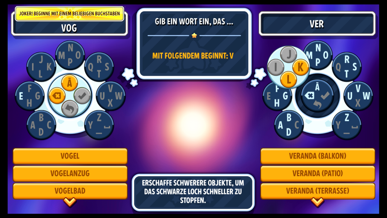 Die Texteingabe erfolgt über eine Kombination aus Analog-Stick und Buttons. Das funktioniert okay, aber nicht toll.