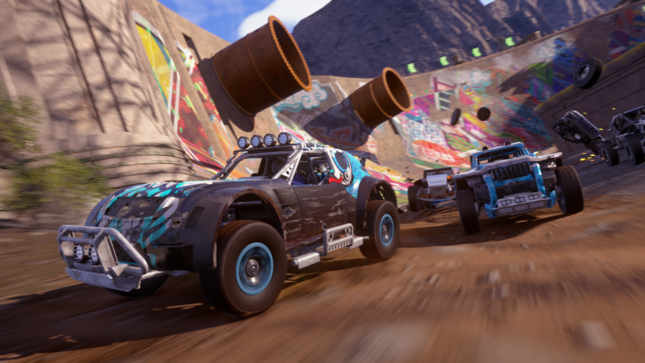 [20/03/2018] Das Feld besteht in Onrush aus zwei Teams mit jeweils sechs Spielern und ebenso vielen Computer-Piloten. Durch die Masse an Fahrzeugen herrscht stets reger Betrieb auf der Strecke. 
