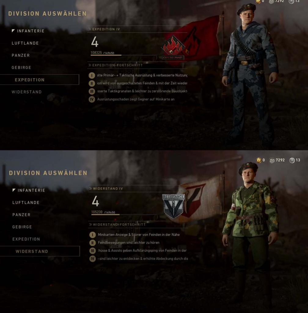 [13/04/2018] CoD WWII: neue Divisionseigenschaften bei Expedition und Widerstand