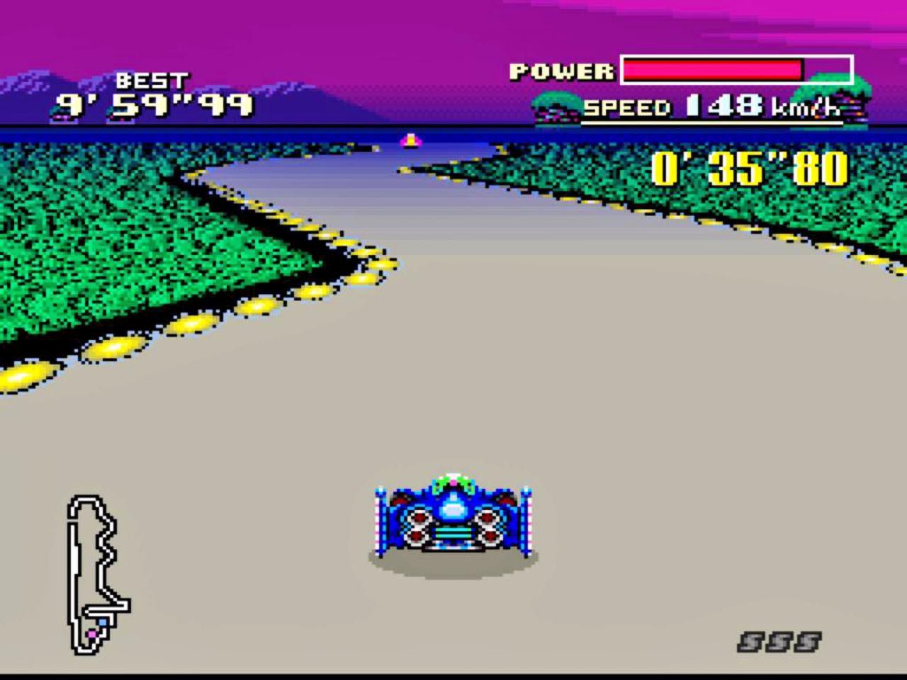 [20/04/2018] Auf dem Super Nintendo war F-Zero eine Demonstration des Mode 7. Das war ein Texture-­Mapping-Modus, bei dem eine ebene Fläche skaliert wurde, so wie diese Strecke.&nbsp;