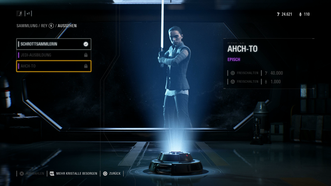 [19/04/2018] Mit 40.000 Credits oder 1.000 Kristallen ist das neue Rey-Outfit aus dem Kinofilm The Last Jedi nicht gerade günstig.