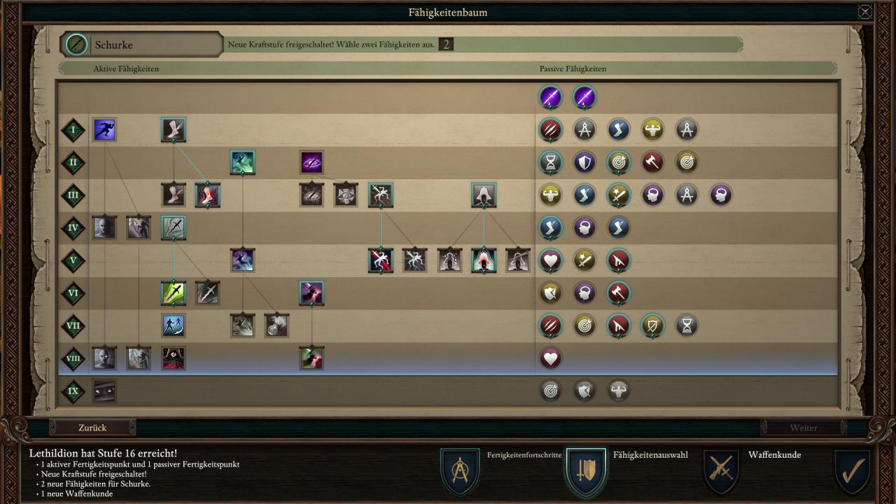 [09/05/2018] Pillars of Eternity 2: Deadfire im Test -&nbsp;Nach Stufenaufstiegen dürfen wir Fertigkeiten verbessern, neue Fähigkeiten erlernen sowie den Umgang mit Waffengattungen optimieren.