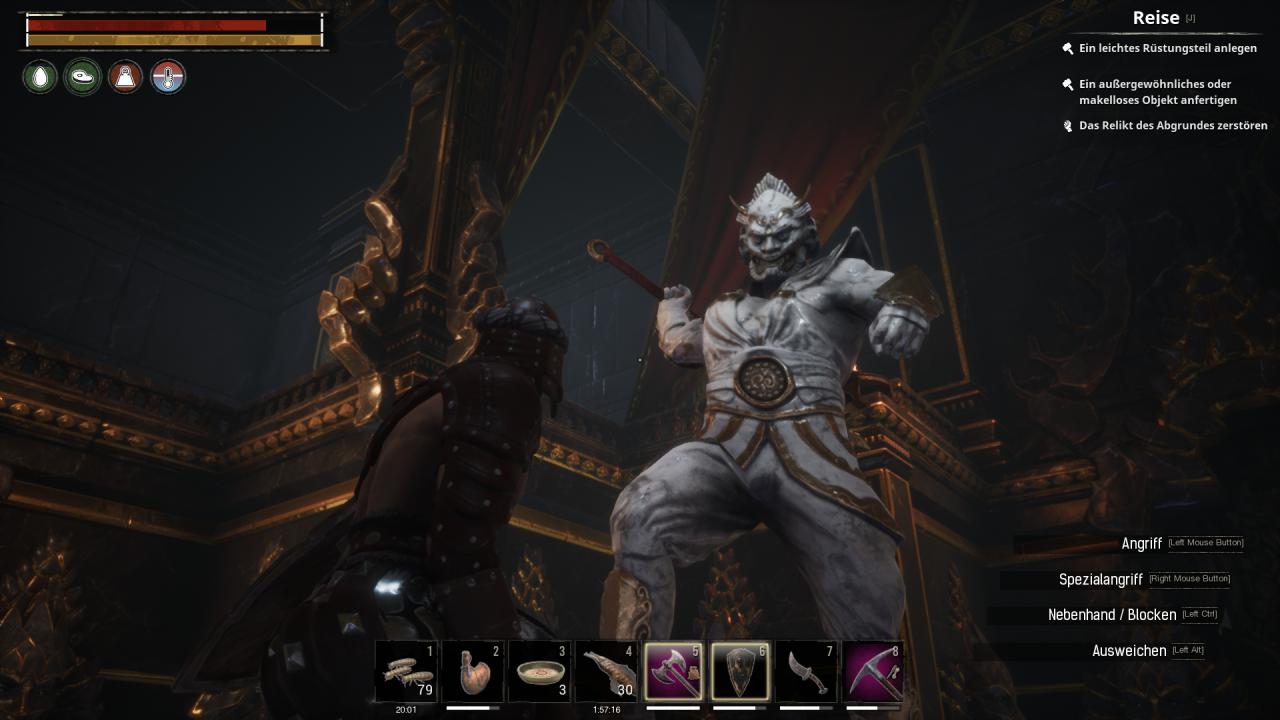 [14/06/2018] Conan Exiles im Test:&nbsp;Dieser riesige und zum Glück ziemlich träge Axtschwinger ist keineswegs ein Boss, sondern nur einer der beiden Begleiter der Hexenkönigin.