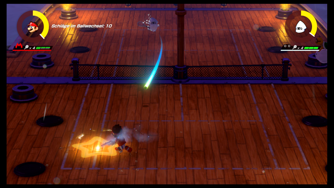 Atmosphäre kommt bei Mario Tennis Aces definitiv nicht zu kurz. Je nach Setting des Gebietes sind auch Wetter, Lichtverhältnisse und Co. unterschiedlich.
