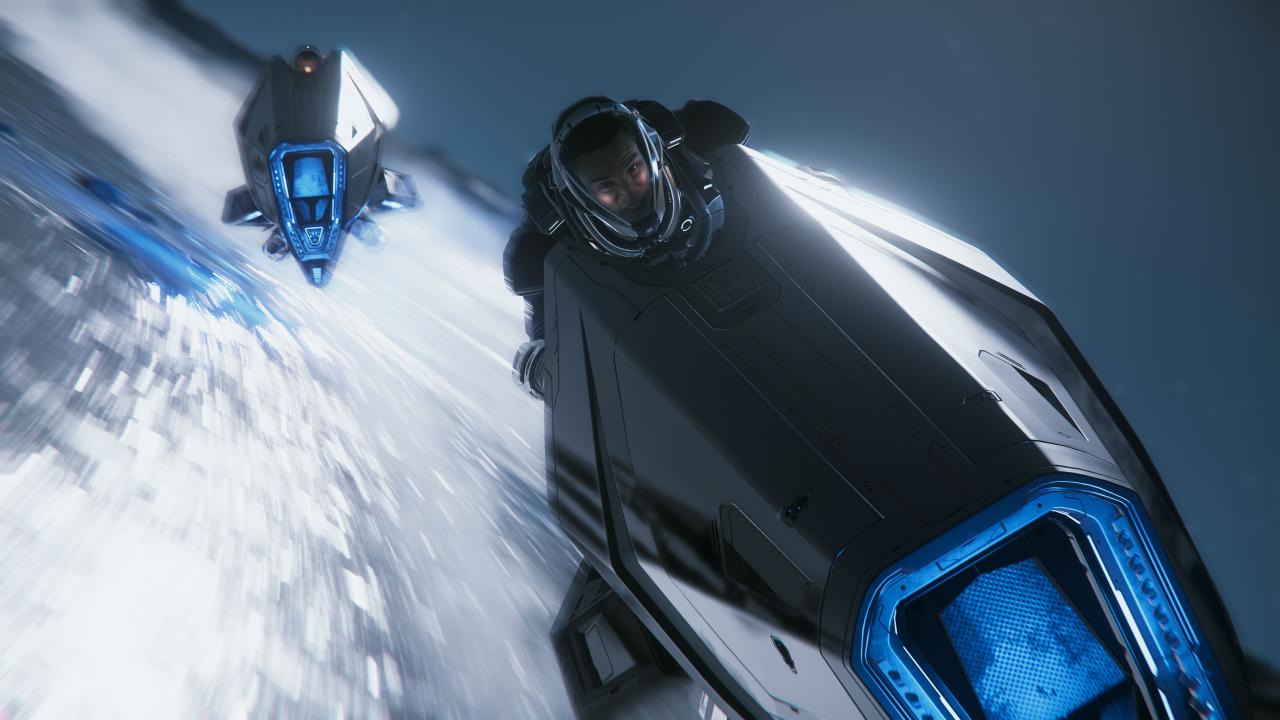 [28/06/2018] Ihr Star Citizen sind auch Rennen möglich. Hier im Bild zwei rasende Nox' auf dem Mond Yela.