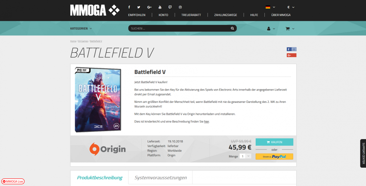 [31/07/2018] Im Gegensatz zu G2A oder Kinguin verkauft zum Beispiel MMOGA Spiele-Keys direkt und fungiert nicht als Online-Martkplatz für Händler.