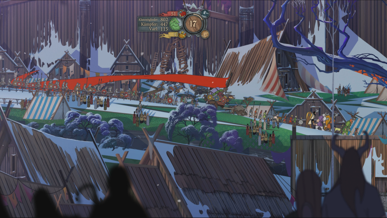 [25/07/2018] Unsere Flüchtlingskarawane ist am Anfang von The Banner Saga 3 in der Königsstadt Arberrang unterwegs.