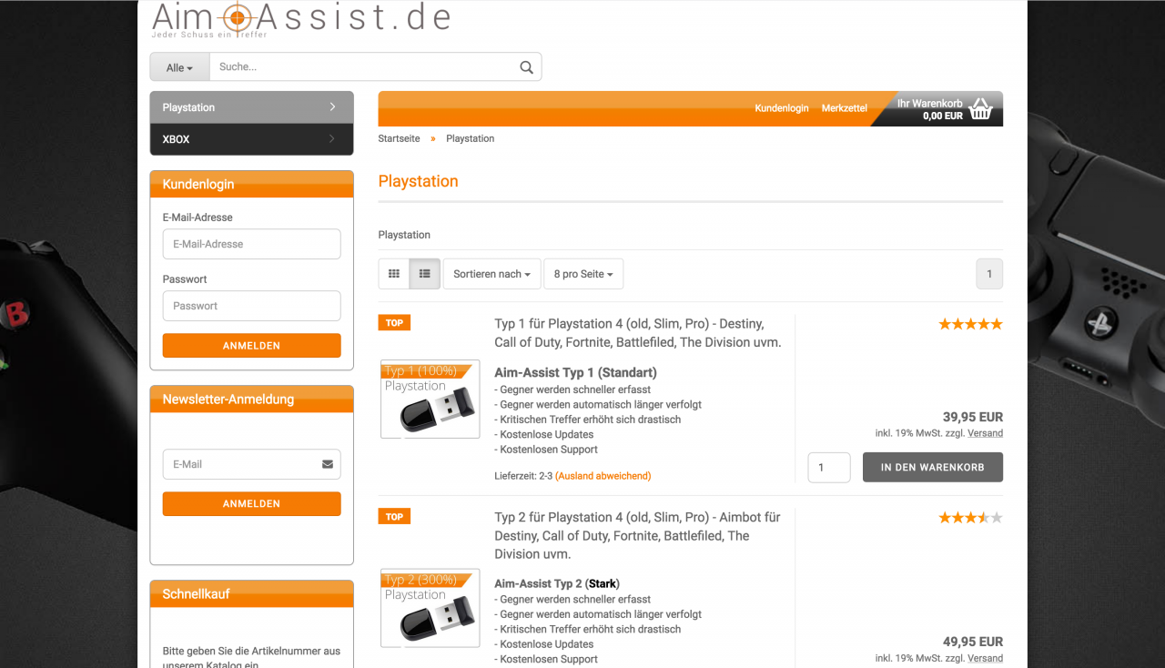 [02/07/2018] Aimbots auf Konsole gibt es nicht? Auf AimAssist verkauft ein Anbieter aus Vechta speziell präparierte PS4-USB-Sticks, die genau das in Destiny, Call of Duty, Fortnite und Co. ermöglichen.&nbsp;