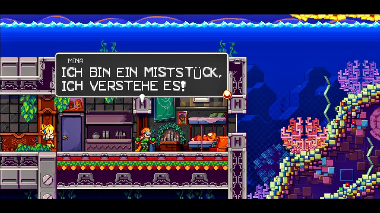 Die Story von Iconoclasts wird von zahlreichen Konversationen getragen, die mitunter etwas lang ausfallen. Oftmals geht es dabei durchaus dramatisch zur Sache.