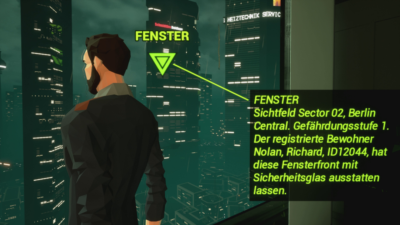 [09/08/2018] Neon-Grün-Gelbe Marker zeigen euch Interaktionspunkte an und geben Informationen über Objekte und Menschen preis.