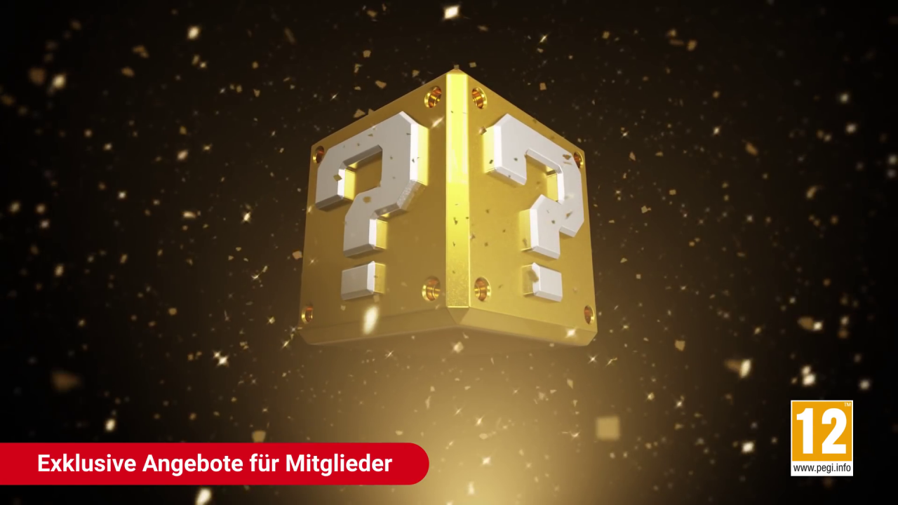Eine goldene Box schwebt vor schwarzem Grund