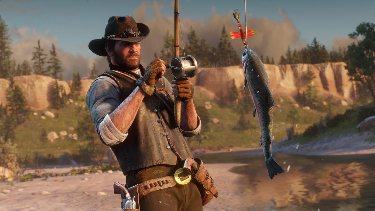 Arthur Morgan beim Angeln in Red Dead Redemption 2.