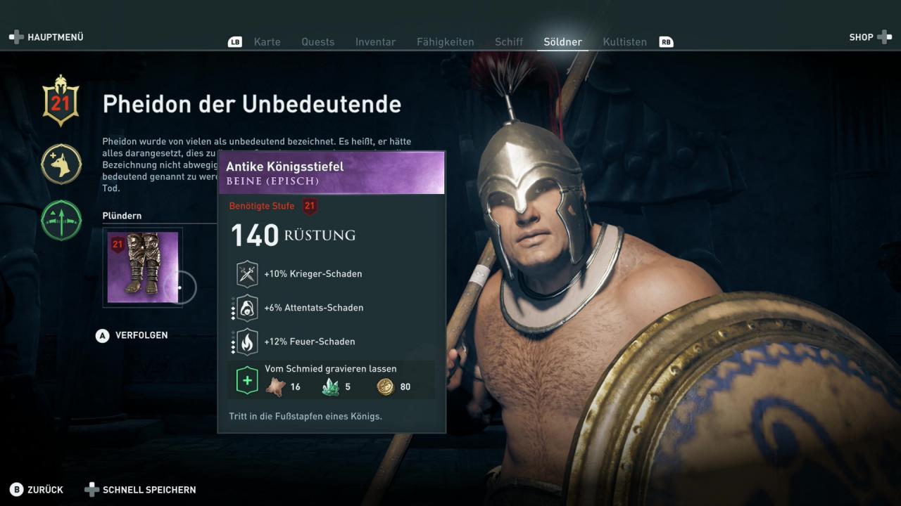 Ein epischer Ausrüstungsgegenstand eines Söldners in Assassin's Creed Odyssey.