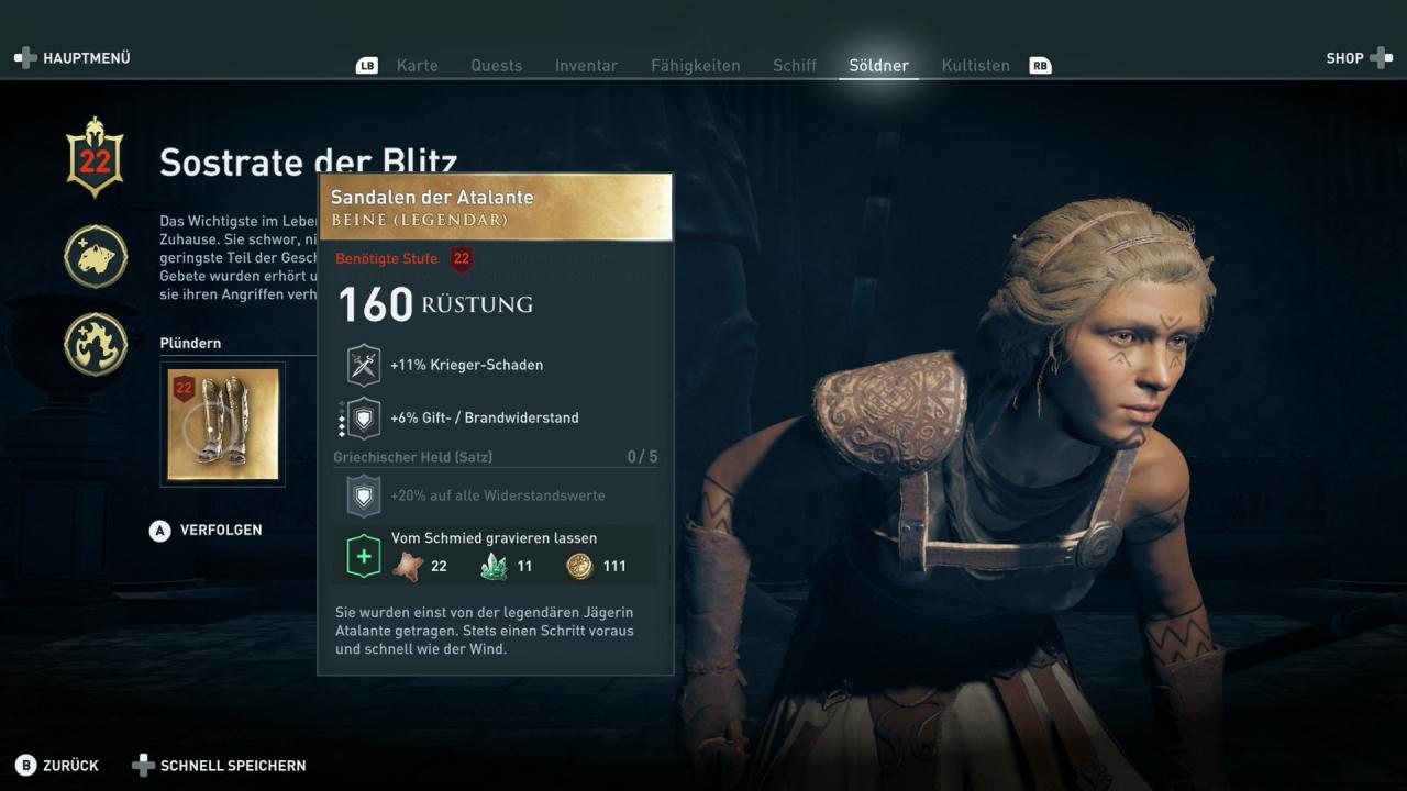 Das Beinkleid des Rüstungssets Griechischer Held in Assassin's Creed Odyssey.