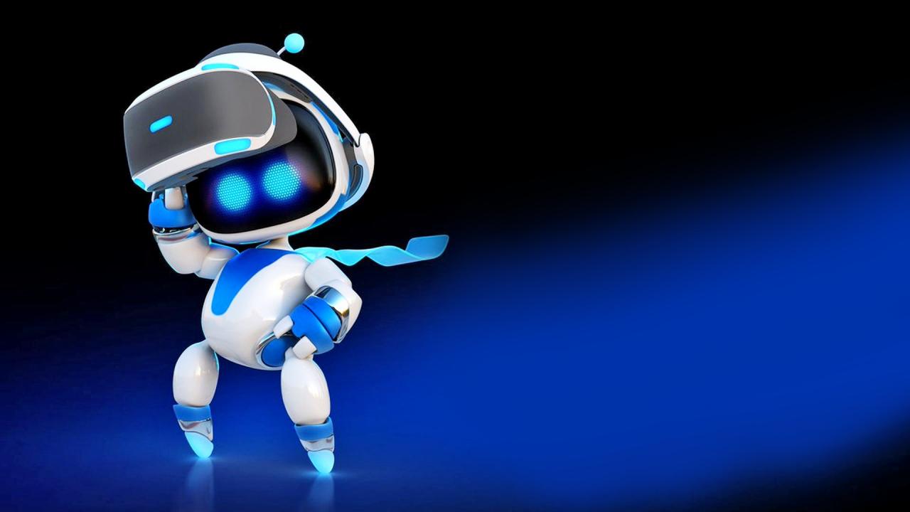 Kleiner Robotor vor blauschwarzem Hintergrund