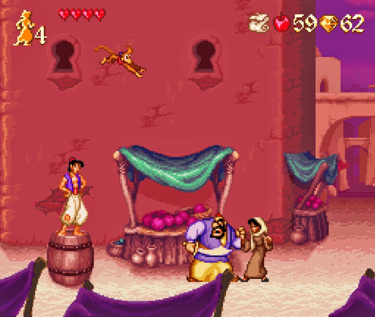 Aladdin hüpft über den Markt von Agrabah