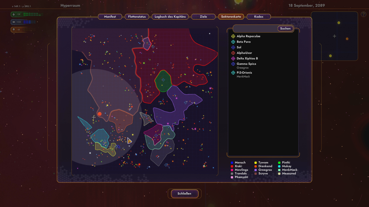 [26/10/2018] Die Spielwelt von Star Control: Origins ist riesig. Alle kleinen Punkte auf der Karte sind Sonnensysteme, auf deren einzelnen Planeten wir landen können.