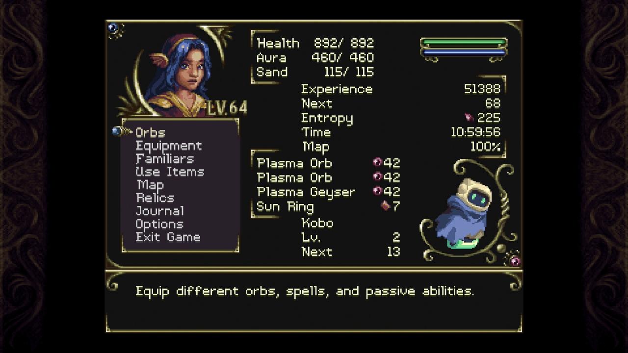 Selbst das Menü erinnert stark an die Castlevania-Reihe.