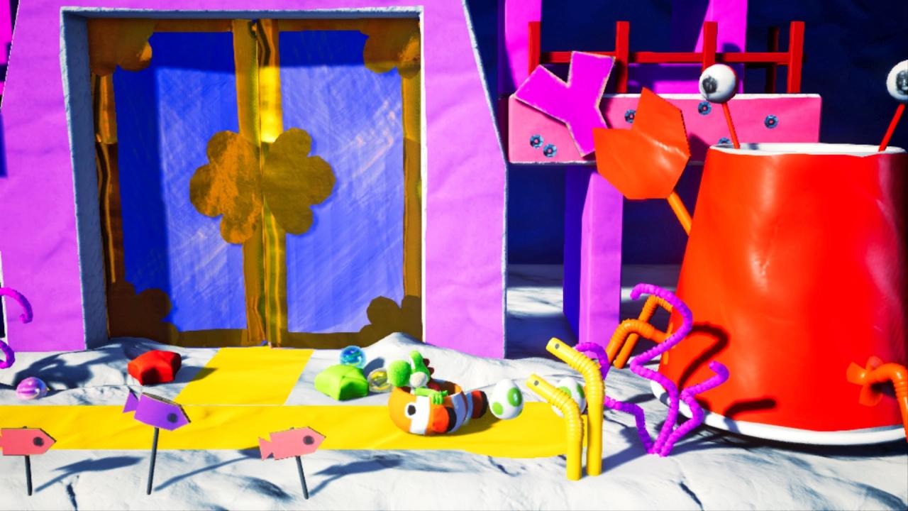 Auch Unterwasser-Passagen erwarten euch in Yoshi’s Crafted World, Strohhalme stellen hierbei Meereswürmer dar.