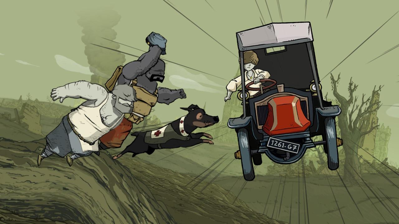 [14/11/2018] Die Wegen der Helden kreuzen sich mehrfach im Spiel. Hier rettet Anna Emile, Freddie und Hund Walt aus einem Gefecht. ((Nintendo Switch)