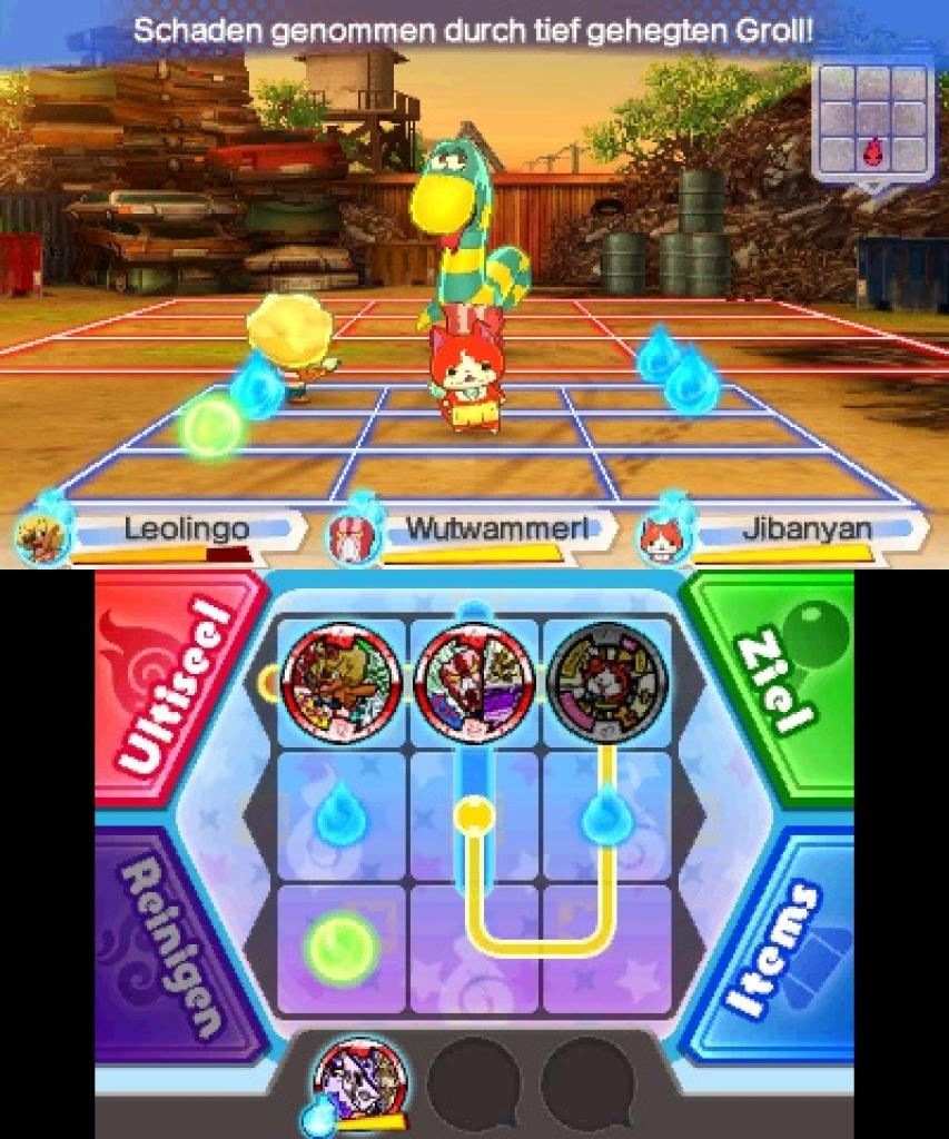 Das Taktikbrett ist das neue zentrale Element des Kampfsystems in Yo-kai Watch 3. Dadurch halten deutlich mehr Taktik und Strategie Einzug ins das Rollenspiel.