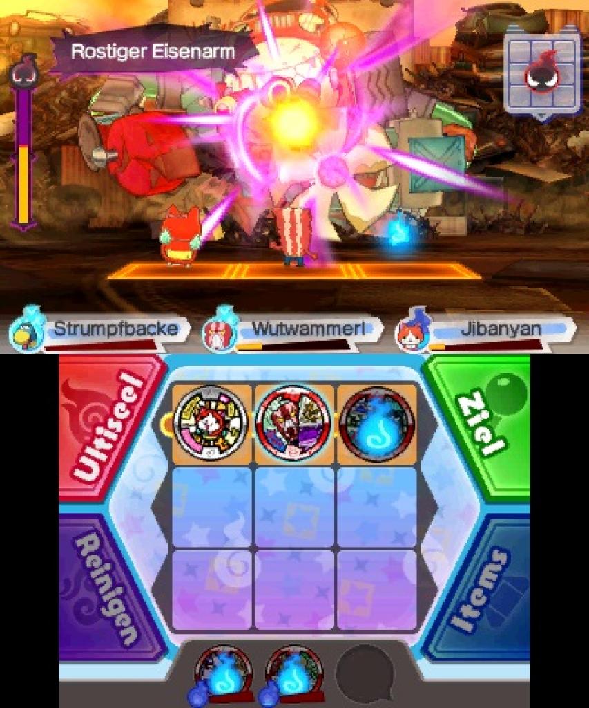 Während Yo-kai Watch 3 über weite Strecken nicht allzu anspruchsvoll ist, fordern euch die Boss-Kämpfe einiges mehr ab. Hier kommt es auch mal zum Game Over.