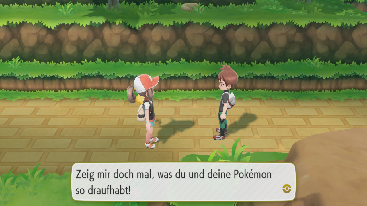 [26/11/2018] Auf Route 22 treffen wir unseren Rivalen Trace, der uns zu einem Kampf herausfordert.