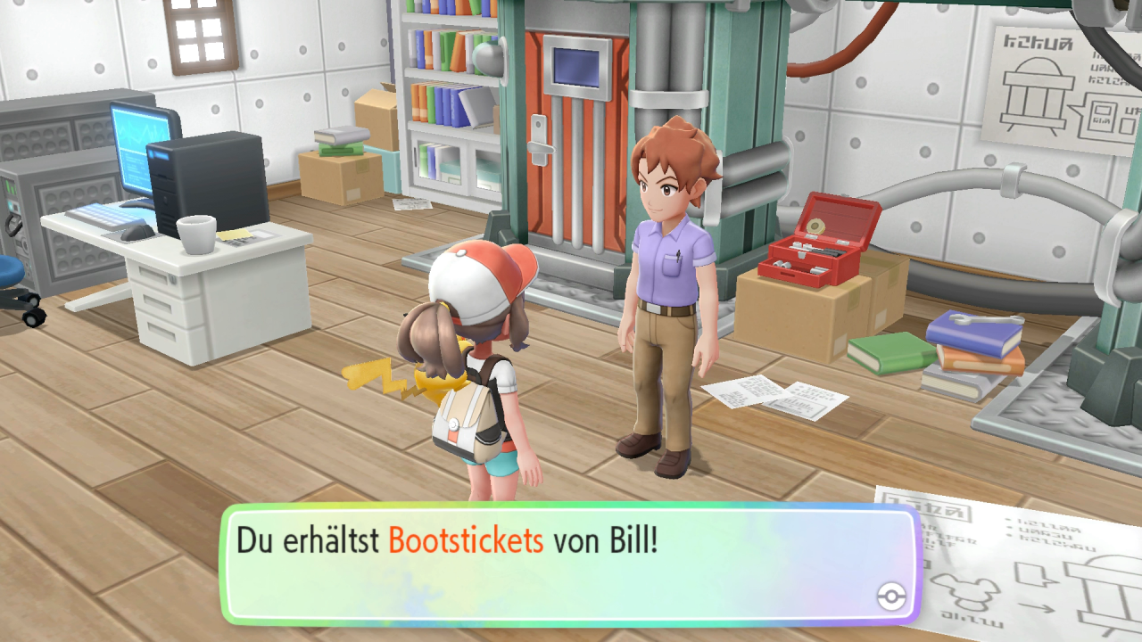 [13/11/2018] Wir verwandeln ihn mit seinem Teleporter zurück und erhalten Bootstickets.