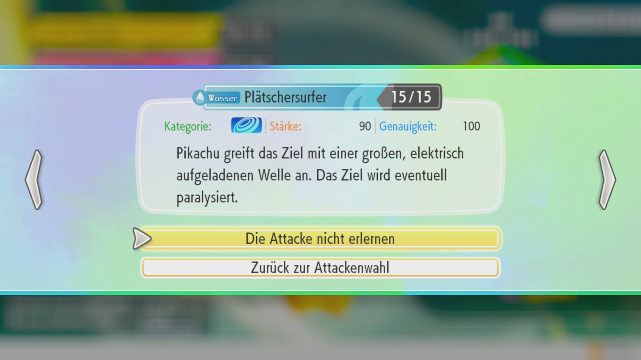 [21/11/2018] Im Pokémon-Center lehrt uns der Dompteur die Attacke Plätschersurfer.