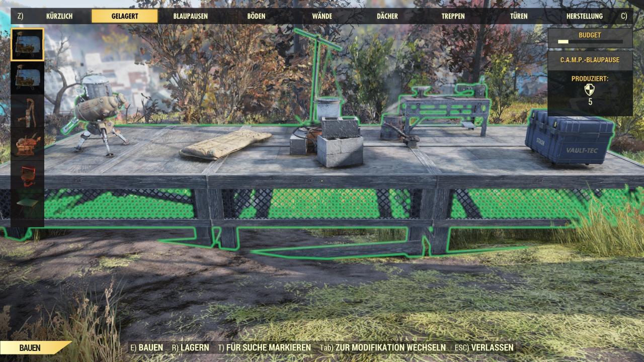 Das Camp in Fallout 76.
